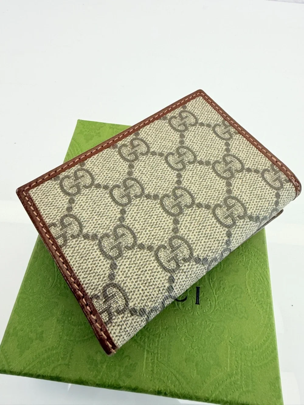 Gucci Brown GG Canvas Small Wallet with Gold Horsebit New